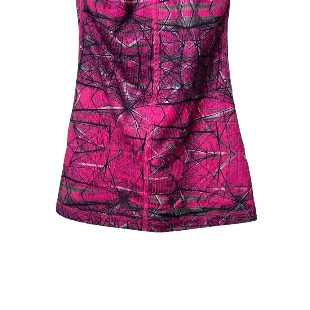 1648. NIKE DRI-FIT WORKOUT TANK TOP PINK/GRAY/BLACK IN COLOR; GEOMETRICAL SHAPES